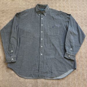 Ralph Lauren VTG Corduroy Button Down Men XL Gray Cotton Classic Fit Preppy Pony